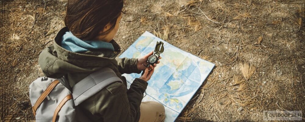 kompassin käyttö kartalla